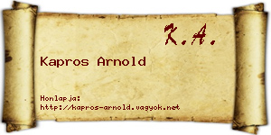 Kapros Arnold névjegykártya
